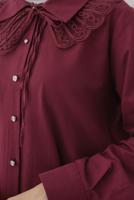 Tesettür giyim BORDO PAMUKLU GÖMLEK TUNİK T 4122