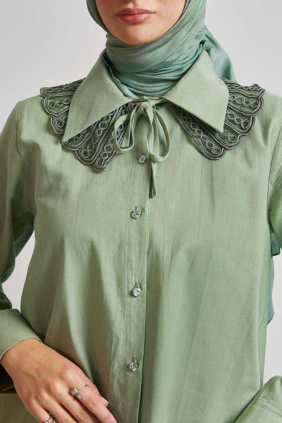 Vêtements hijab VERT TUNIQUE CHEMISE EN COTON T 4122