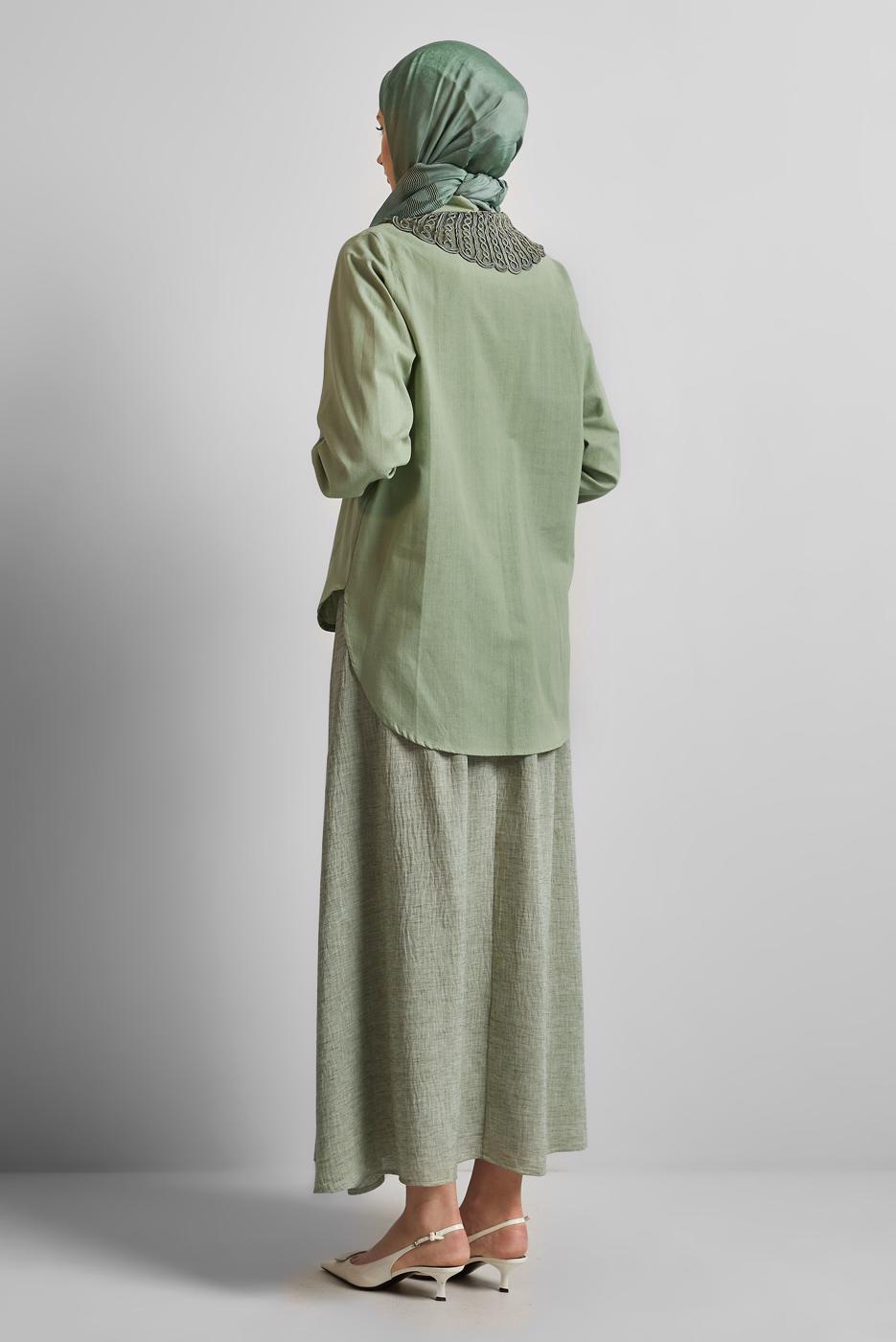 Vêtements hijab VERT TUNIQUE CHEMISE EN COTON T 4122