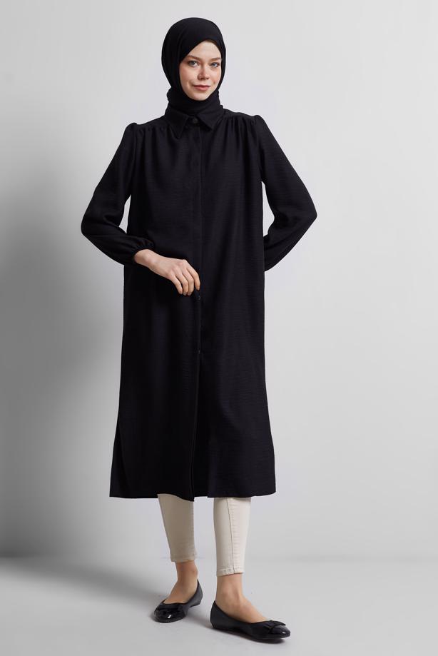 Vêtements hijab NOIR TUNIQUE LONGUE T 4716 - TRENDTESETTÜR