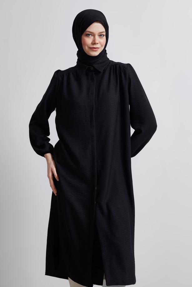 Vêtements hijab NOIR TUNIQUE LONGUE T 4716 - TRENDTESETTÜR