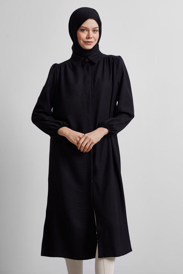 Vêtements hijab NOIR TUNIQUE LONGUE T 4716 - TRENDTESETTÜR