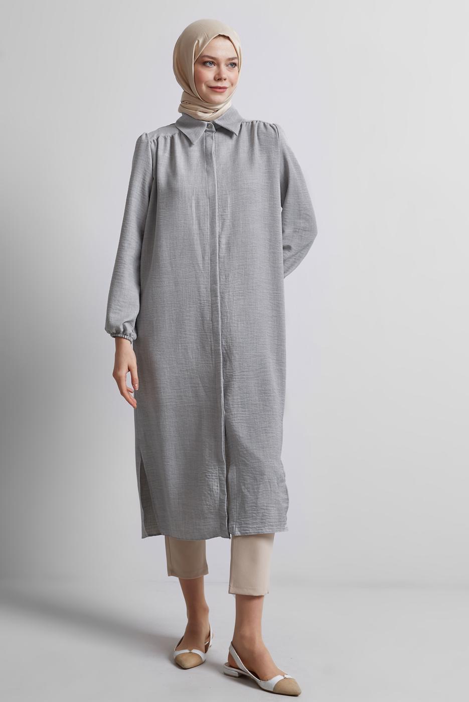 Vêtements hijab GRIS TUNIQUE LONGUE T 4716