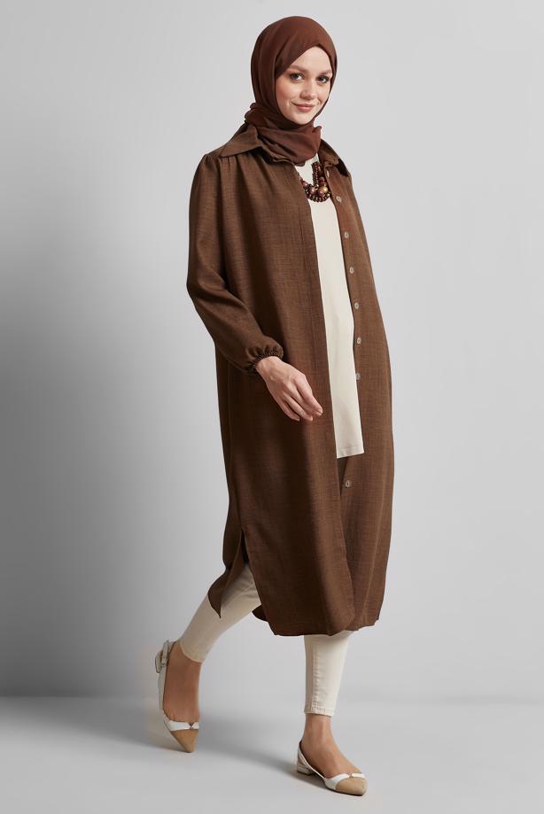Vêtements hijab BRUN TUNIQUE LONGUE T 4716 - TRENDTESETTÜR