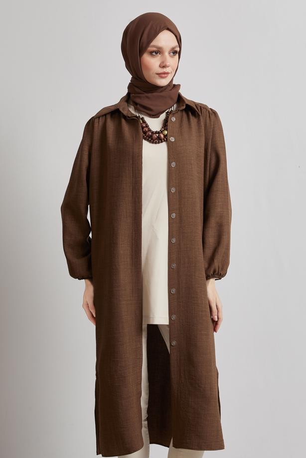 Vêtements hijab BRUN TUNIQUE LONGUE T 4716 - TRENDTESETTÜR