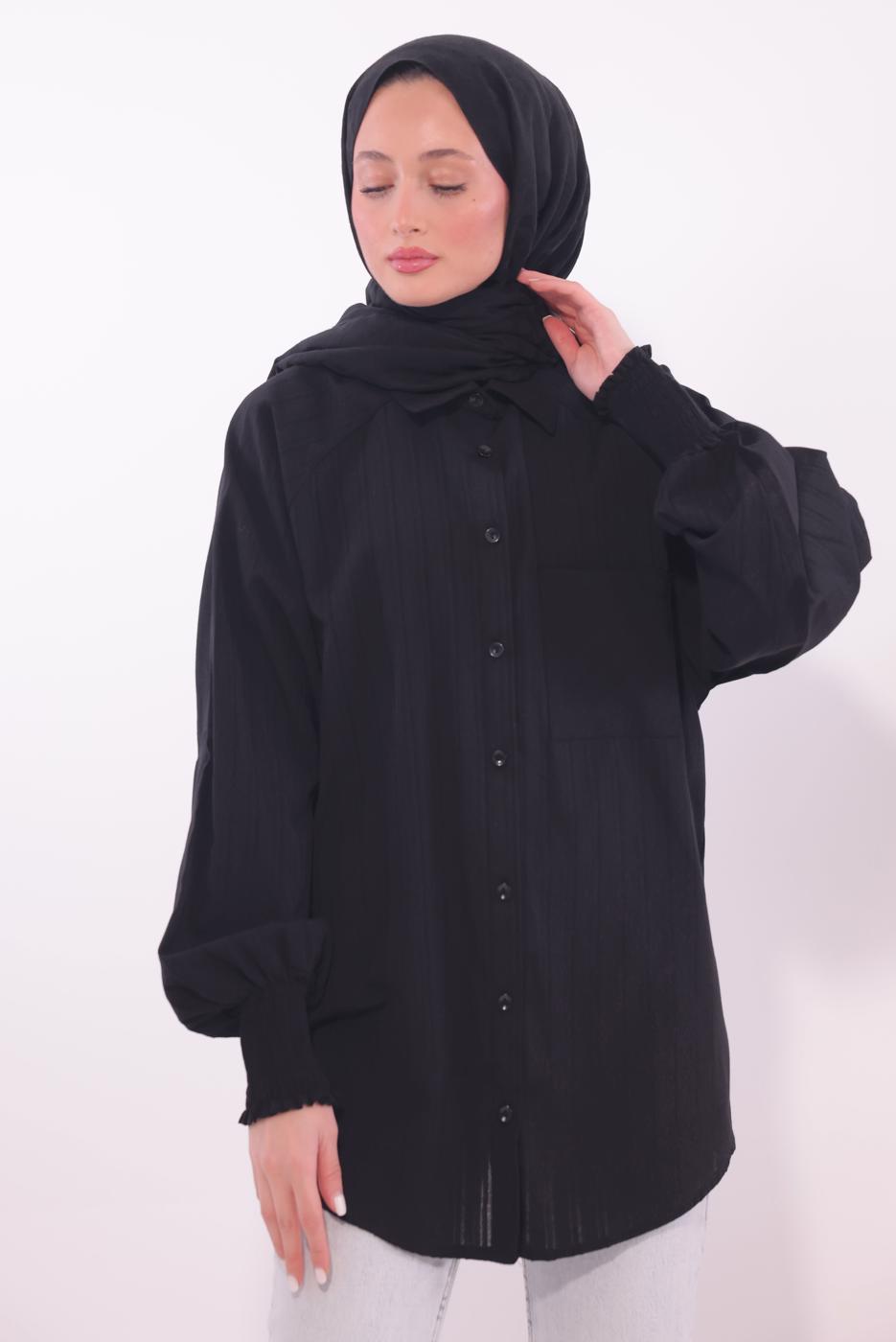 Tesettür giyim SİYAH GÖMLEK TUNİK T 4800