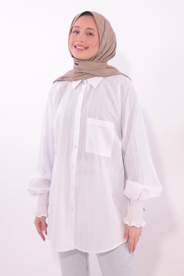 Vêtements hijab BLANC TUNIQUE CHEMISE T 4800 - TRENDTESETTÜR