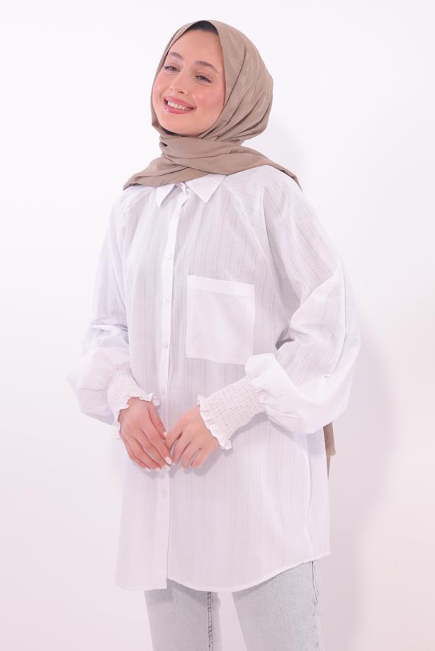 Vêtements hijab BLANC TUNIQUE CHEMISE T 4800 - TRENDTESETTÜR