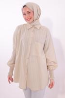 Tesettür giyim BEJ GÖMLEK TUNİK T 4800