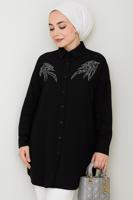 Vêtements hijab NOIR TUNIQUE À DÉTAILS DE PIERRES PRÉCIEUSES T 5069