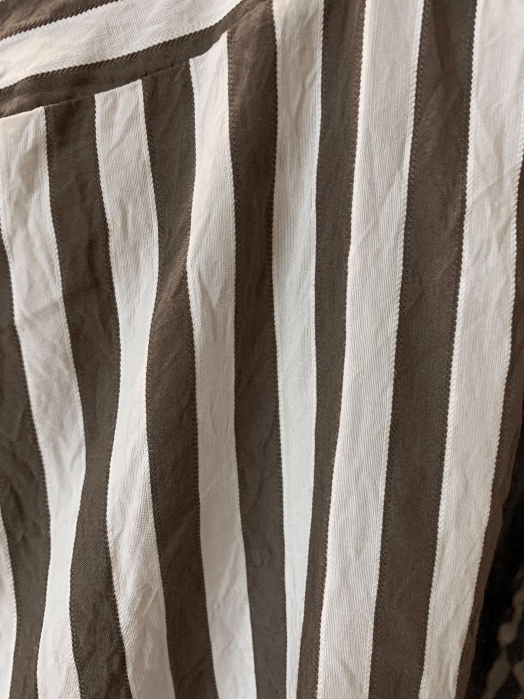 Tesettür giyim KAHVE KEMERLİ ÇİZGİLİ GÖMLEK TUNİK T 5474