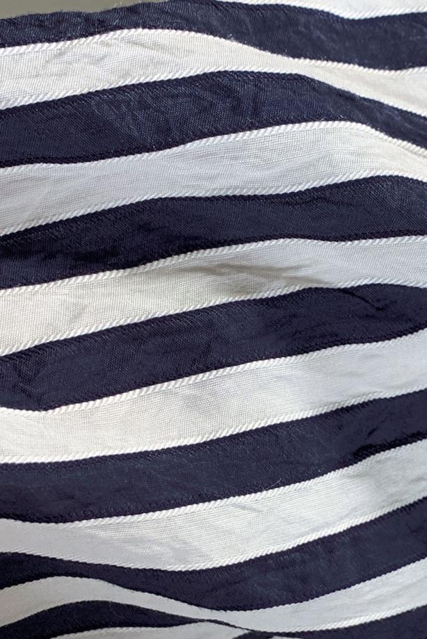 Vêtements hijab BLEU MARINE TUNIQUE CHEMISE À RAYURES AVEC CEINTURE T 5474 - TRENDTESETTÜR