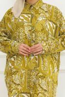 Tesettür giyim YEŞİL PAMUKLU DESENLİ GÖMLEK TUNİK T 6218