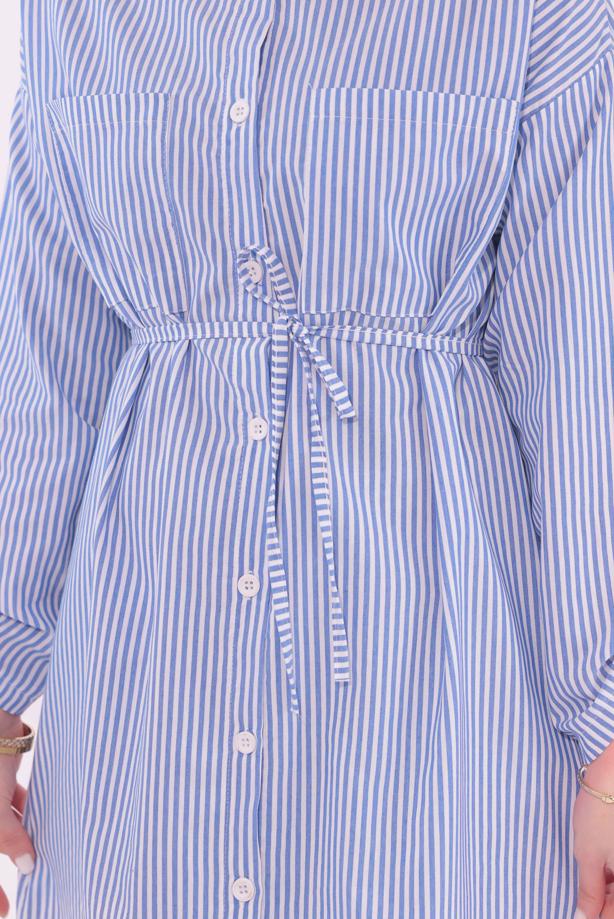 Vêtements hijab BLEU TUNIQUE LONGUE À RAYURES T 7174 - TRENDTESETTÜR