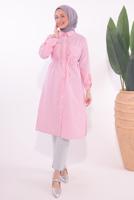 Tesettür giyim PEMBE ÇİZGİLİ UZUN TUNİK T 7174