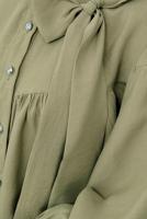 Tesettür giyim YEŞİL FİYONK DETAYLI GÖMLEK TUNİK T 7232