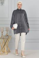 Vêtements hijab GRIS TUNIQUE CHEMISE À RAYURES T 7398