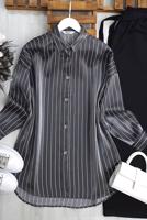 Vêtements hijab GRIS TUNIQUE CHEMISE À RAYURES T 7398