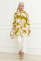 Tesettür giyim YEŞİL ÇİÇEK DESENLİ GÖMLEK TUNİK T 8956