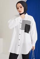 Tesettür giyim BEYAZ GÖMLEK TUNİK T 90416