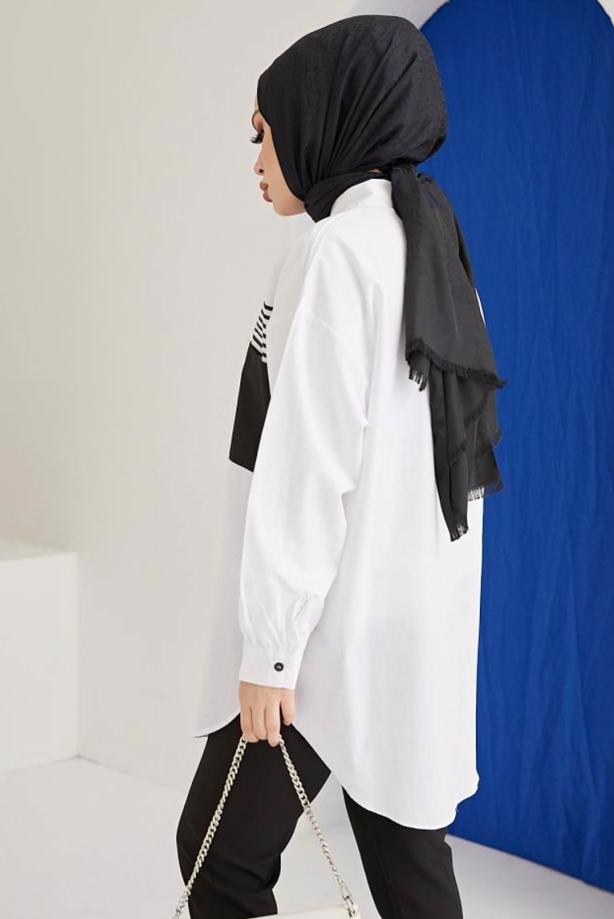 Vêtements hijab BLANC TUNIQUE CHEMISE T 90416 - TRENDTESETTÜR