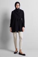 Vêtements hijab NOIR TUNIQUE À DÉTAILS NOUÉS T 9816