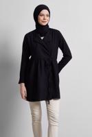 Vêtements hijab NOIR TUNIQUE À DÉTAILS NOUÉS T 9816