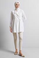 Vêtements hijab BLANC TUNIQUE À DÉTAILS NOUÉS T 9816