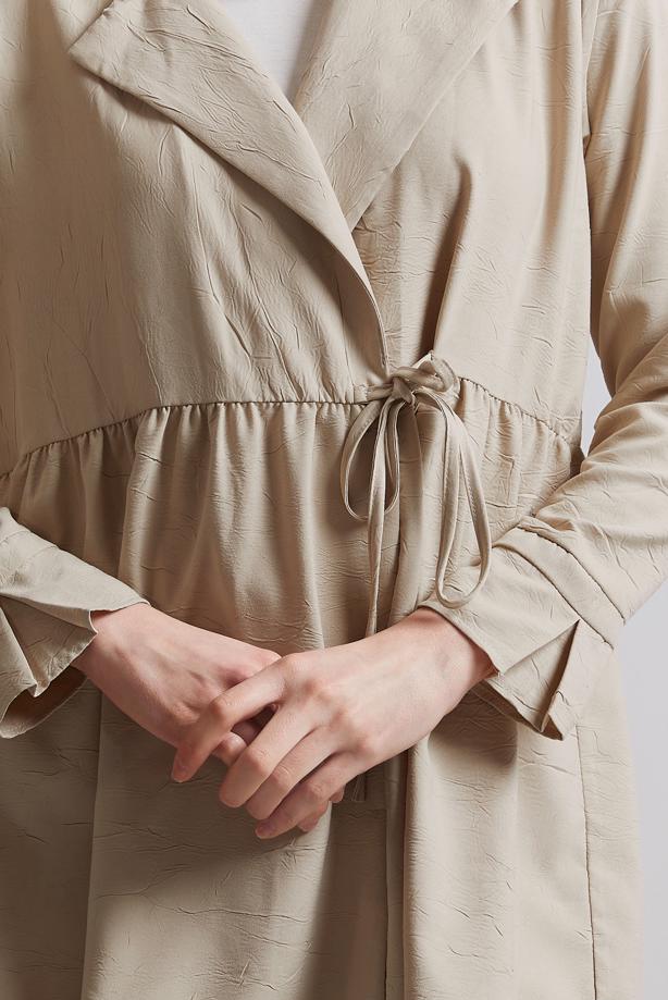 Vêtements hijab BEIGE TUNIQUE À DÉTAILS NOUÉS T 9816 - TRENDTESETTÜR