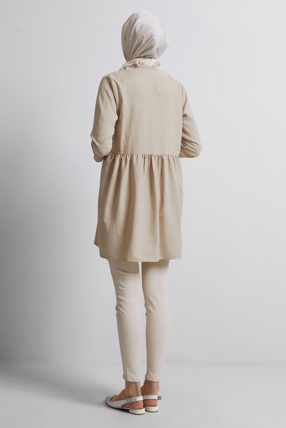 Vêtements hijab BEIGE TUNIQUE À DÉTAILS NOUÉS T 9816