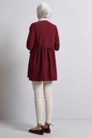 Vêtements hijab ROUGE BORDEAUX TUNIQUE À DÉTAILS NOUÉS T 9816