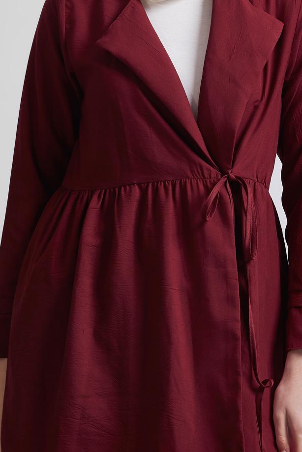 Vêtements hijab ROUGE BORDEAUX TUNIQUE À DÉTAILS NOUÉS T 9816 - TRENDTESETTÜR