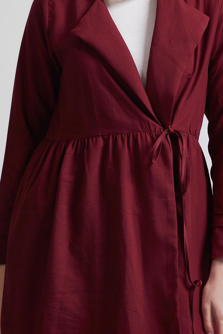 Vêtements hijab ROUGE BORDEAUX TUNIQUE À DÉTAILS NOUÉS T 9816