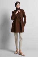Vêtements hijab BRUN TUNIQUE À DÉTAILS NOUÉS T 9816