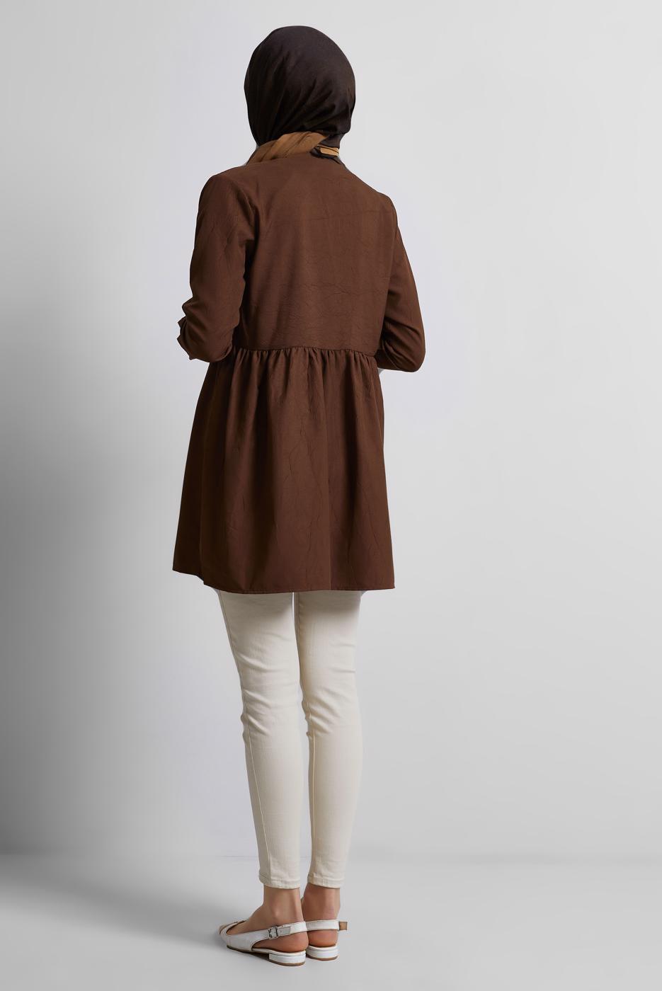 Vêtements hijab BRUN TUNIQUE À DÉTAILS NOUÉS T 9816