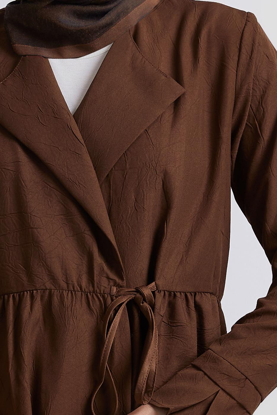 Vêtements hijab BRUN TUNIQUE À DÉTAILS NOUÉS T 9816