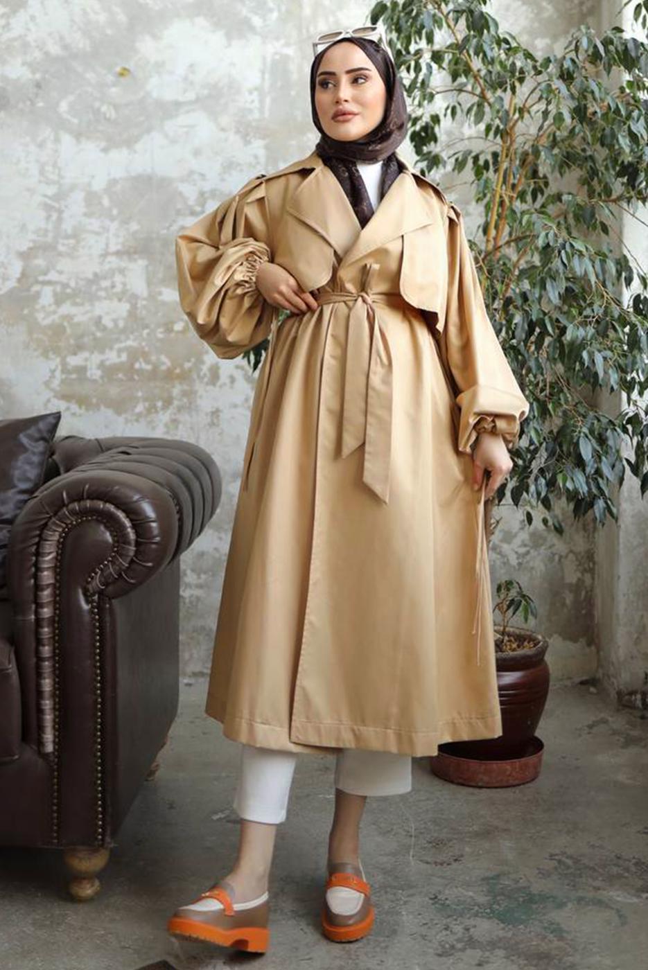 Vêtements hijab BRUN TRENCH-COAT CEINTURÉ T 25842