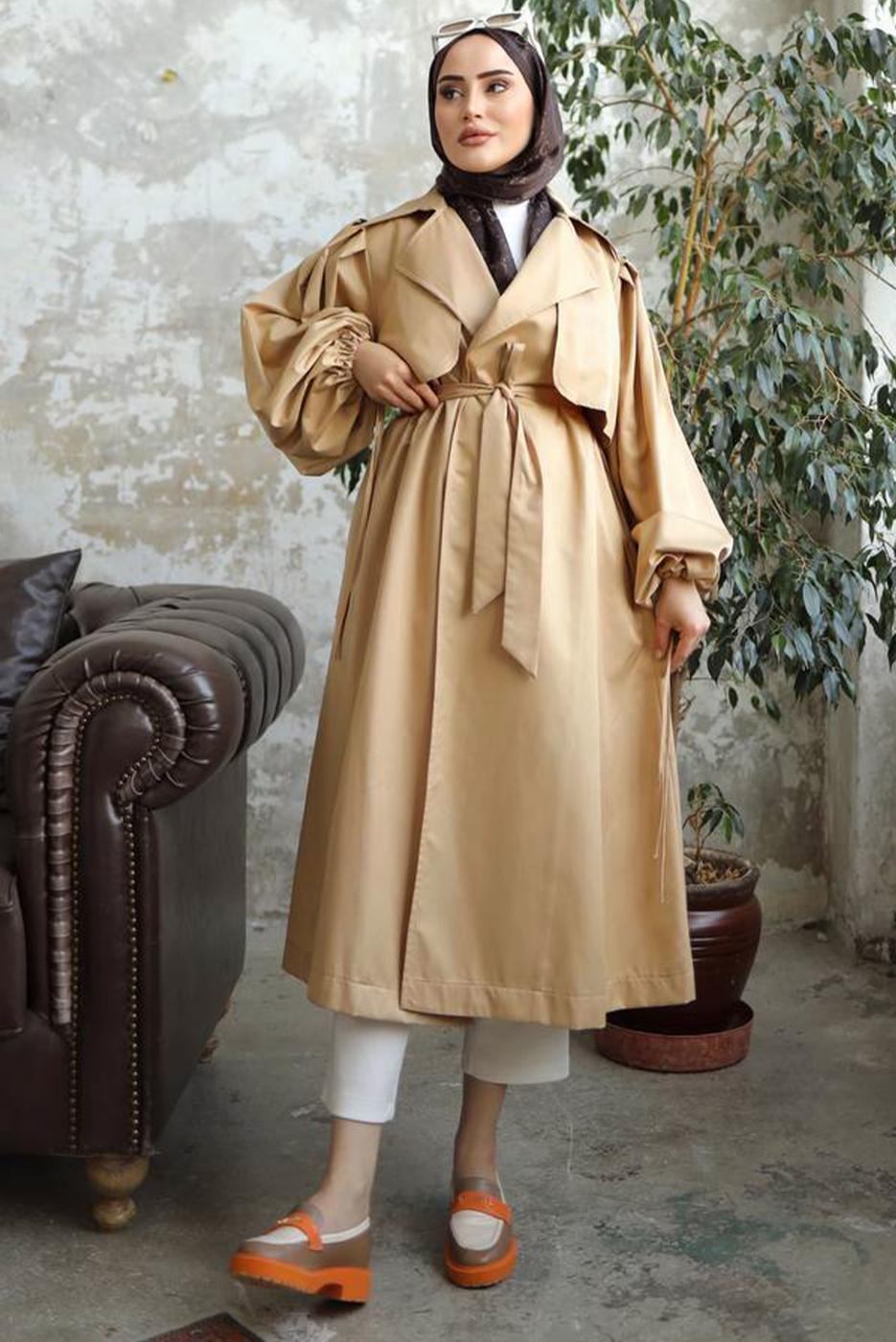 Vêtements hijab BRUN TRENCH-COAT CEINTURÉ T 25842
