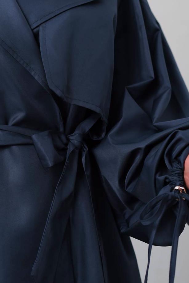 Vêtements hijab BLEU MARINE TRENCH-COAT CEINTURÉ T 25842 - TRENDTESETTÜR