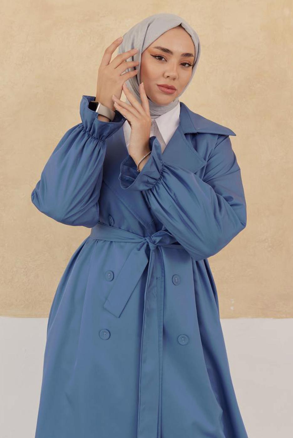 Vêtements hijab BLEU TRENCH-COAT CEINTURÉ T 35832