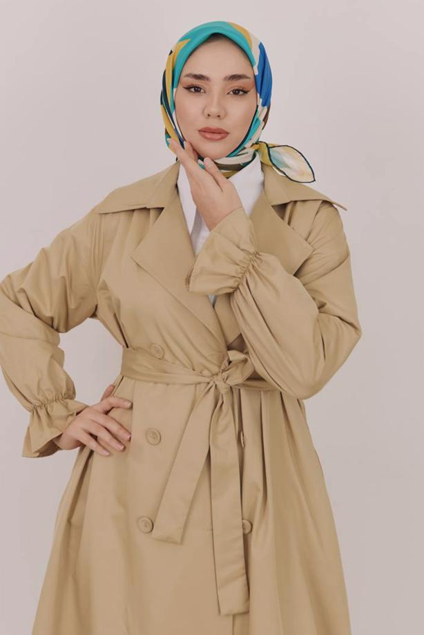 Vêtements hijab BRUN TRENCH-COAT CEINTURÉ T 35832 - TRENDTESETTÜR