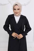 Vêtements hijab NOIR TRENCH-COAT À RAYURES AVEC CEINTURE T 64616
