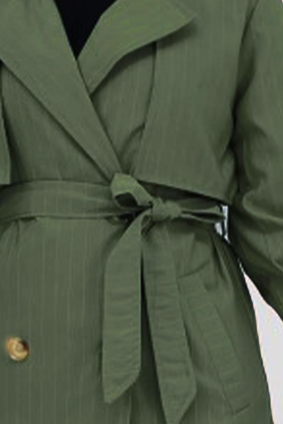 Vêtements hijab KAKI TRENCH-COAT À RAYURES AVEC CEINTURE T 64616