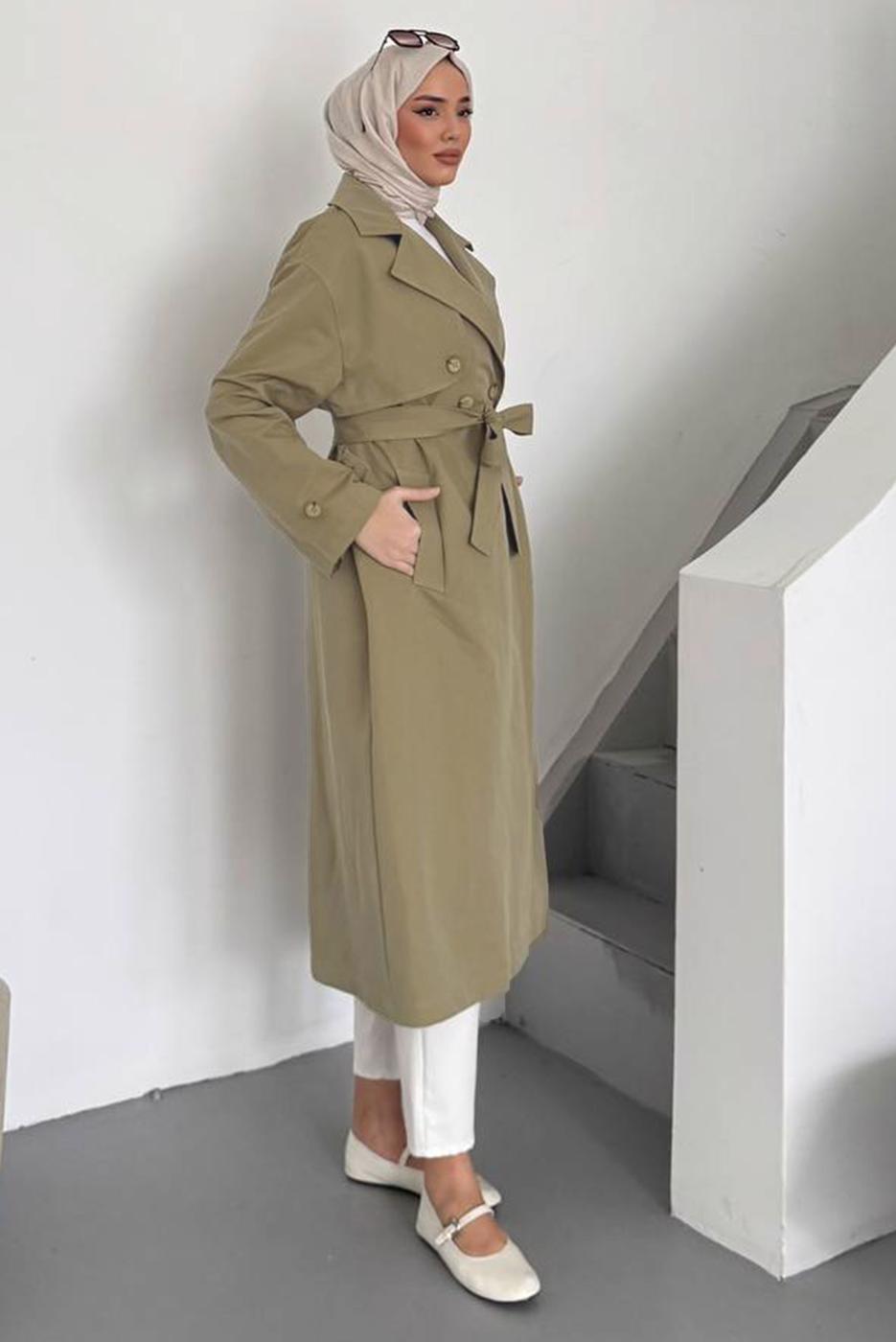 Vêtements hijab KAKI TRENCH-COAT CEINTURÉ T 78852