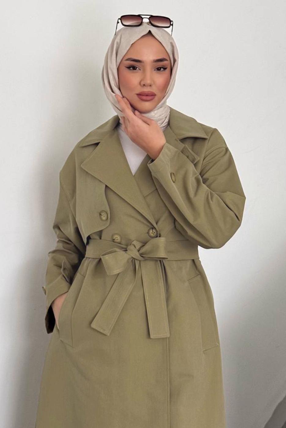 Vêtements hijab KAKI TRENCH-COAT CEINTURÉ T 78852