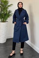Vêtements hijab BLEU MARINE TRENCH CEINTURÉ T 8126