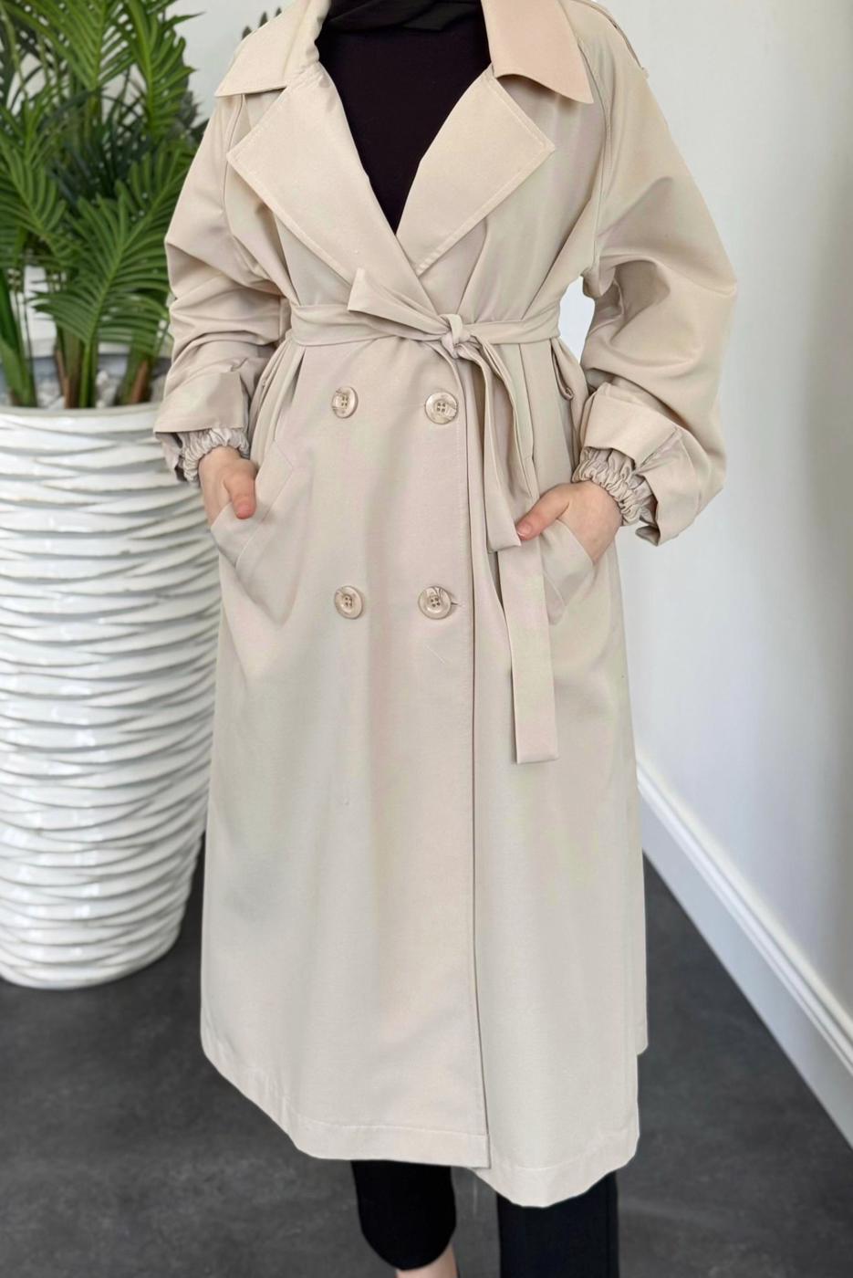 Vêtements hijab BEIGE TRENCH CEINTURÉ T 8126
