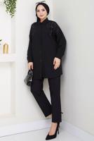 Vêtements hijab NOIR TUNIQUE À PAILLETTES EN COTON T 5467