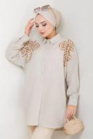 Vêtements hijab BEIGE TUNIQUE À PAILLETTES EN COTON T 5467