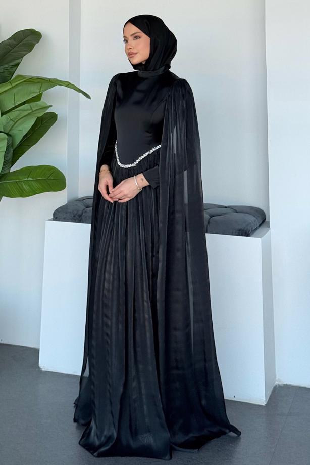 Tesettür giyim  TAŞ DETAYLI ABİYE ELBİSE T 2626